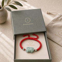 Handmade Natural Jade PiXiu Protection King Kong Knot Braided String Bracelet featuring Jade, Pixiu, Red String