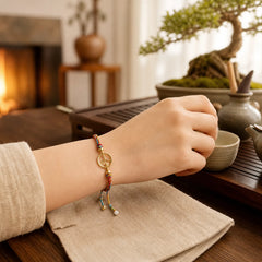 Handmade Peace Buckle Multicolored Child Adult Fortune Bracelet featuring Peace Buckle, Five Elements, Dragon