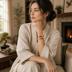 Handmade Peach Blossom Knot Eight Thread Peace Knot Luck Protection Bracelet (Extra 35% Off | USE CODE: FS35) featuring Red String