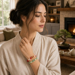 Handmade Peach Blossom Knot Eight Thread Peace Knot Luck Protection Bracelet (Extra 35% Off | USE CODE: FS35) featuring Red String
