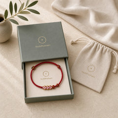 Handmade Peach Blossom Protection Braided Rope Bracelet featuring Red String