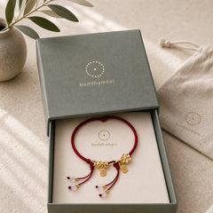 Handmade Peach Blossom Rosette Bow Knot Fu Character Charm Luck Fortune Red Rope Bracelet featuring Fu Character, Red String