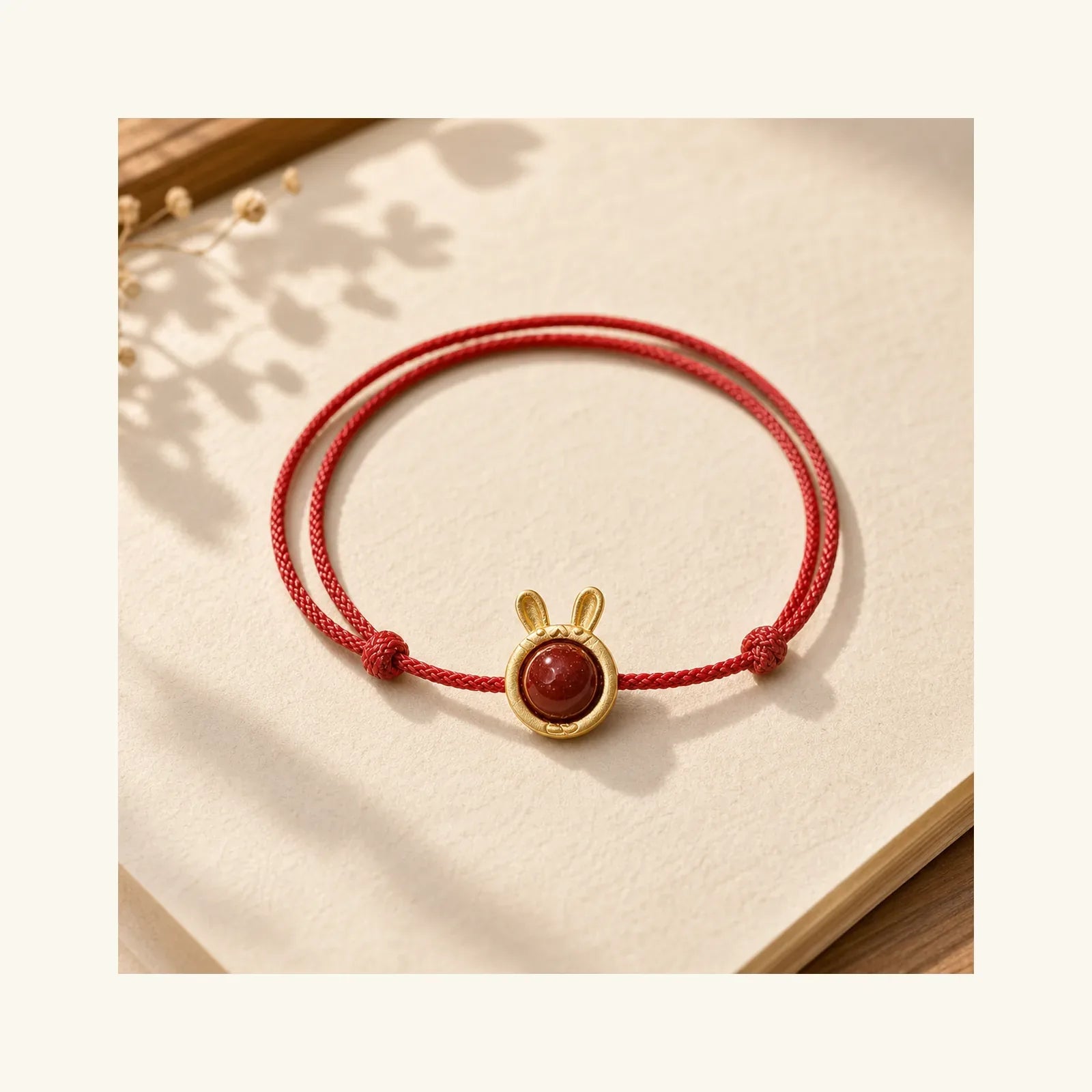 Handmade Rabbit Tiger Cinnabar Keep Away Evil Spirits Braided String Bracelet (Extra 30% Off | USE CODE: FS30) featuring Cinnabar, Red String, Silver