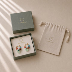 Handmade Red Agate Aquamarine Black Rosewood Liuli Confidence Earrings featuring Red Agate, Aquamarine, Black Rosewood