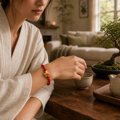 Handmade Red String Elephant Love Heart Protection Braided Adjustable Bracelet featuring Red String, Elephant Symbol, Copper