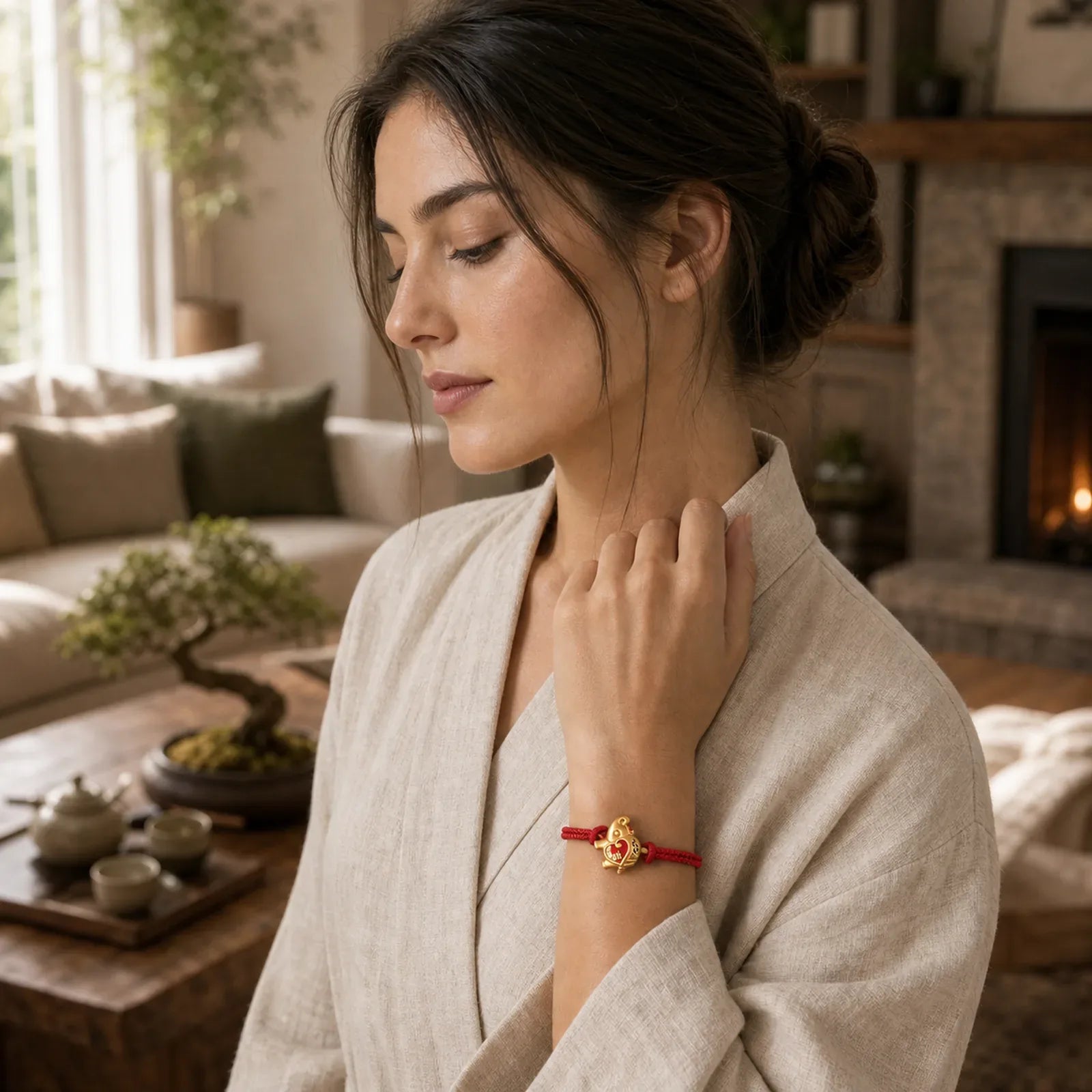 Handmade Red String Elephant Love Heart Protection Braided Adjustable Bracelet featuring Red String, Elephant Symbol, Copper