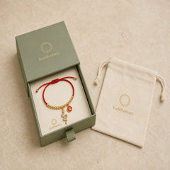 Handmade Red String Fu Character Year Of The Snake Protection Braided Bracelet featuring Red String, Fu Character, Copper