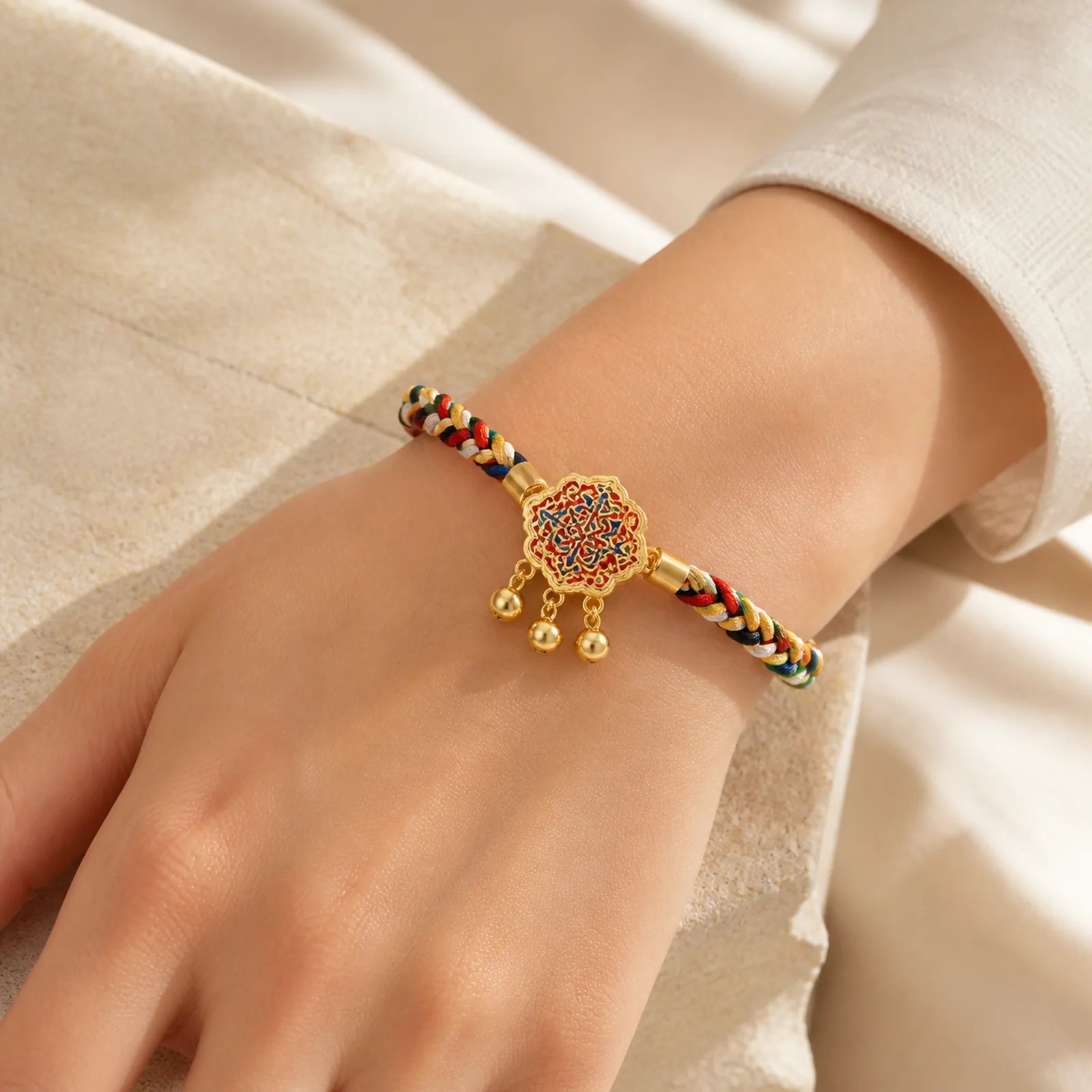 Handmade String Alloy Luck Blessings Adjustable Cats Small Dogs Pet Collar featuring Fu Character, Red String