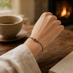 Handmade String Cinnabar Buckle Blessing Bracelet featuring Cinnabar, Copper