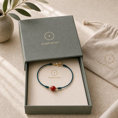 Handmade String Cinnabar Buckle Blessing Bracelet featuring Cinnabar, Copper