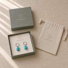 Handmade Synthetic Turquoise Protection Tibetan Hoop Earrings featuring Turquoise, Copper, Silver