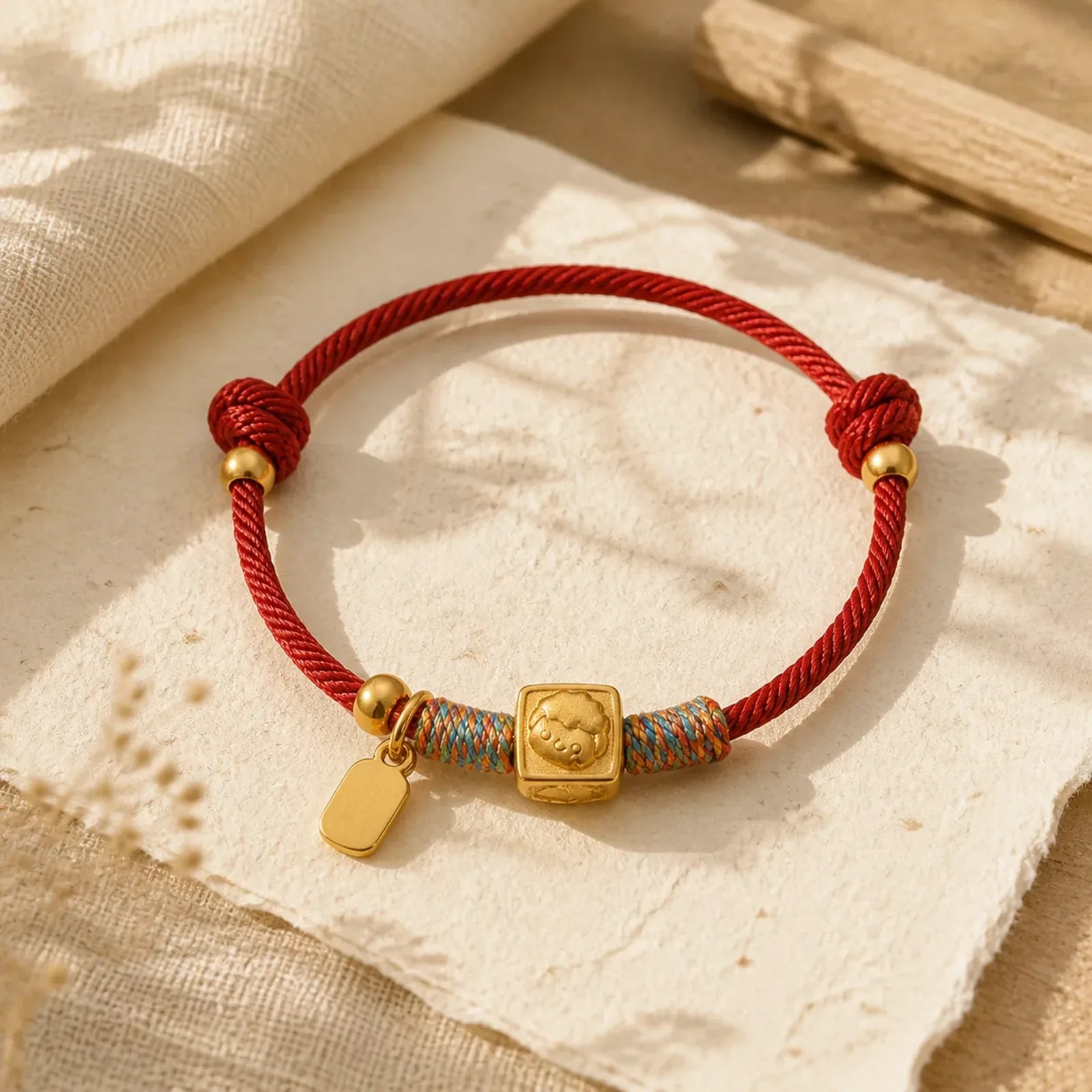 Handmade Three Harmony Chinese Zodiac Protection Red String Bracelet featuring Red String, Dragon, Horse