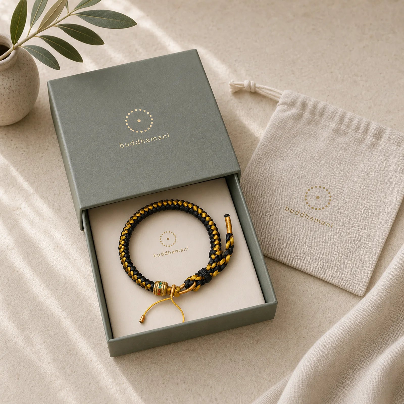 Handmade Tibetan Black Gold Dragon Scale Rope Om Mani Padme Hum Purity Bracelet featuring Dragon, Om Mani Padme Hum, Om