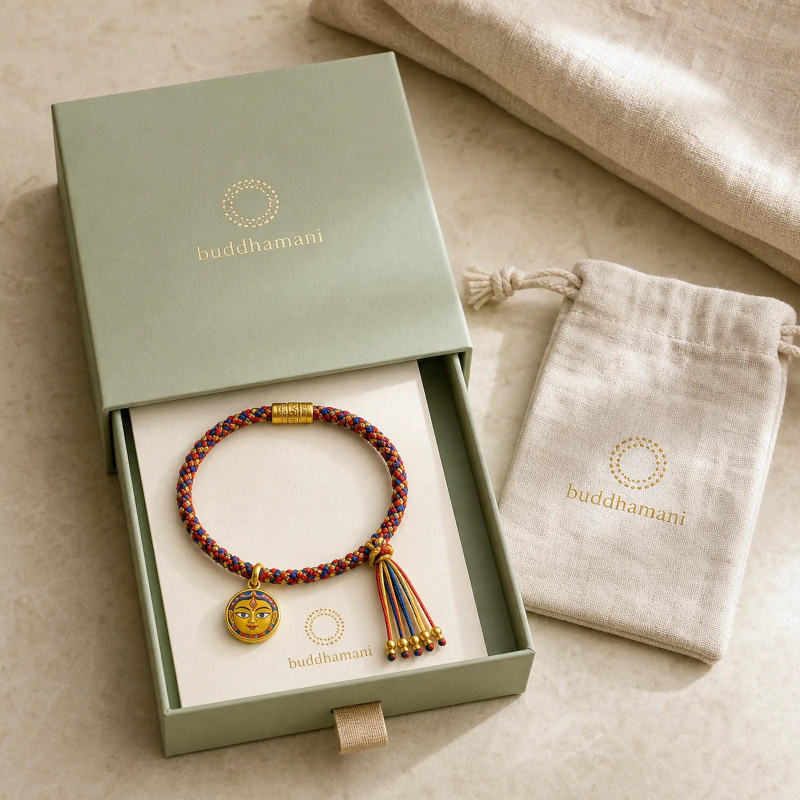 Handmade Tibetan Five God Of Wealth Dragon Scale Rope Luck Braid Bracelet featuring Dragon
