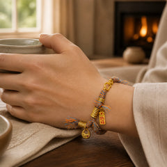 Handmade Tibetan Lucky Fortune Multicolored Rope Braid Bracelet featuring