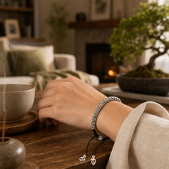Handmade Tibetan Mantra Purity Bracelet featuring Om, Six True Words (Om Mani Padme Hum), Om Mani Padme Hum