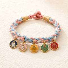 Handmade Tibetan Multicolored Rope Five God Of Wealth Luck Braid Bracelet featuring