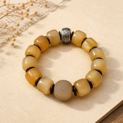 Handmade Tibetan Sheep Horn Om Mani Padme Hum Auspiciousness Bracelet featuring Sheep Horn, Om Mani Padme Hum, Om