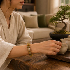 Handmade Tibetan Sheep Horn Om Mani Padme Hum Auspiciousness Bracelet featuring Sheep Horn, Om Mani Padme Hum, Om