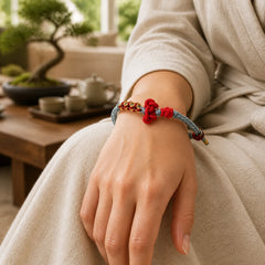 Handmade Wenchang Knot Luck Strength Braided Rope Bracelet featuring Red String