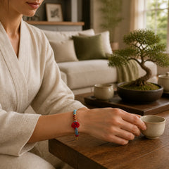 Handmade Wenchang Knot Luck Strength Braided Rope Bracelet featuring Red String