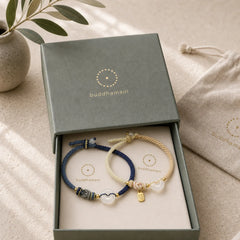 Handmade White Agate Peace Buckle Luck Happiness Protection Weave String Bracelet featuring White Agate, Peace Buckle, Copper