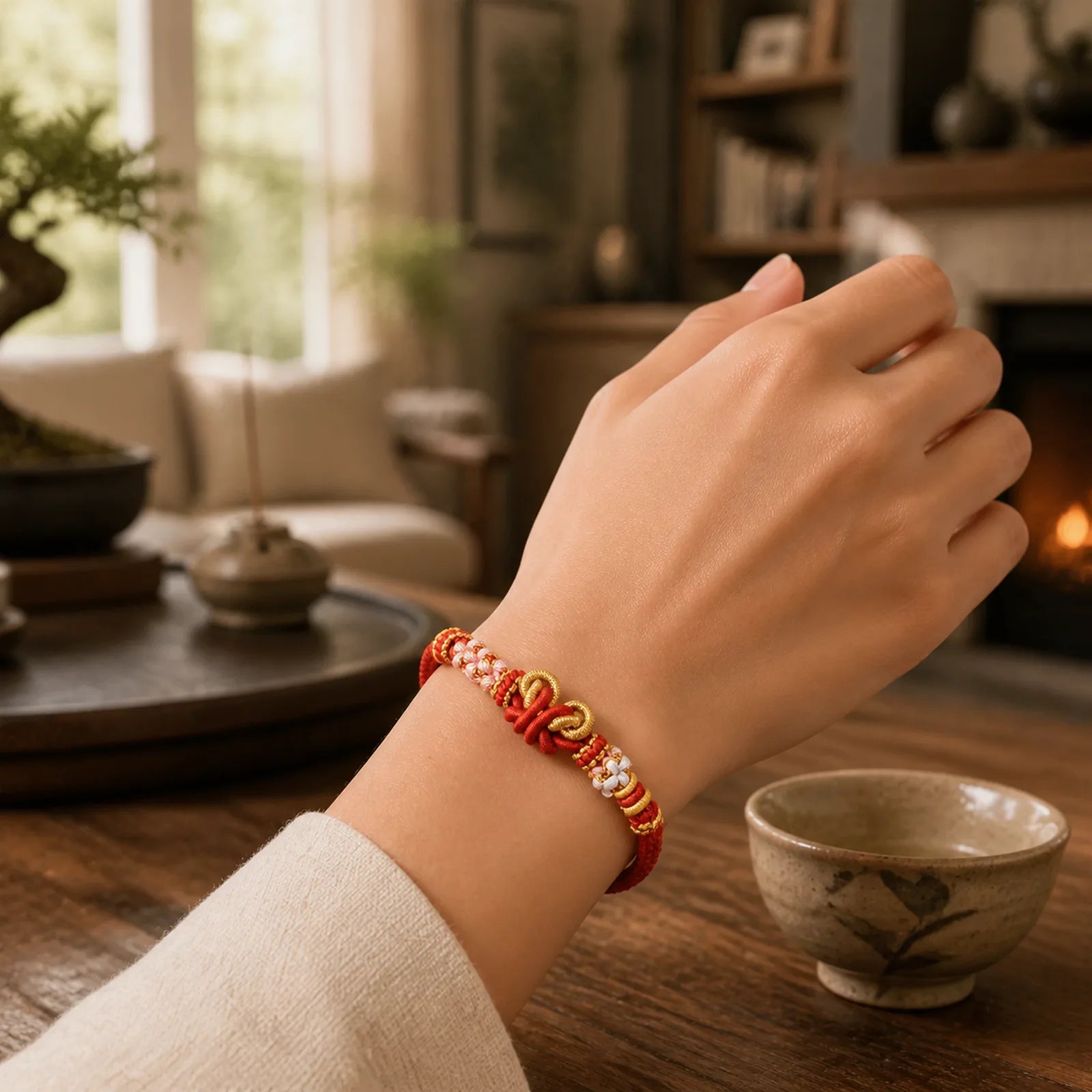 Handmade Woven Butterfly Luck Adjustable String Bracelet featuring Butterfly, Red String, Feng Shui Butterfly