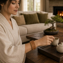 Handwoven Natural Rattan Boho Resort Adjustable Cuff Bracelet featuring