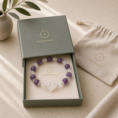 Heart Amethyst White Agate Balance Bracelet featuring Amethyst, White Agate