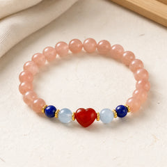 Heart Design South Red Agate Lapis Lazuli Success Bracelet featuring South Red Agate, Red Agate, Lapis Lazuli (Lazurite)