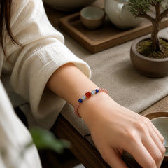 Heart Design South Red Agate Lapis Lazuli Success Bracelet featuring South Red Agate, Red Agate, Lapis Lazuli (Lazurite)