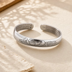 Heart Sutra Lotus Copper New Beginning Open Adjustable Bracelet Bangle featuring Lotus, Copper, Lotus Symbol