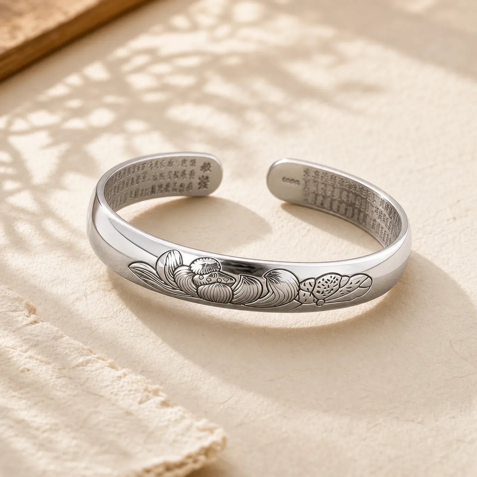 Heart Sutra Lotus Copper New Beginning Open Adjustable Bracelet Bangle featuring Lotus, Copper, Lotus Symbol