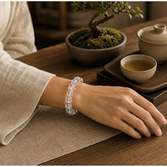 Heart Sutra Natural White Crystal Protection Bracelet featuring Clear Quartz / White Crystal
