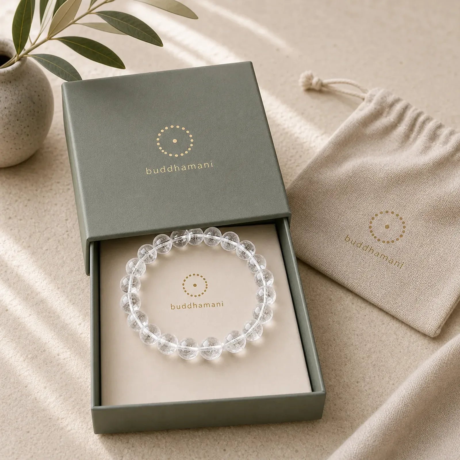 Heart Sutra Natural White Crystal Protection Bracelet featuring Clear Quartz / White Crystal