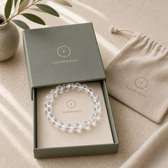 Heart Sutra Natural White Crystal Protection Bracelet featuring Clear Quartz / White Crystal