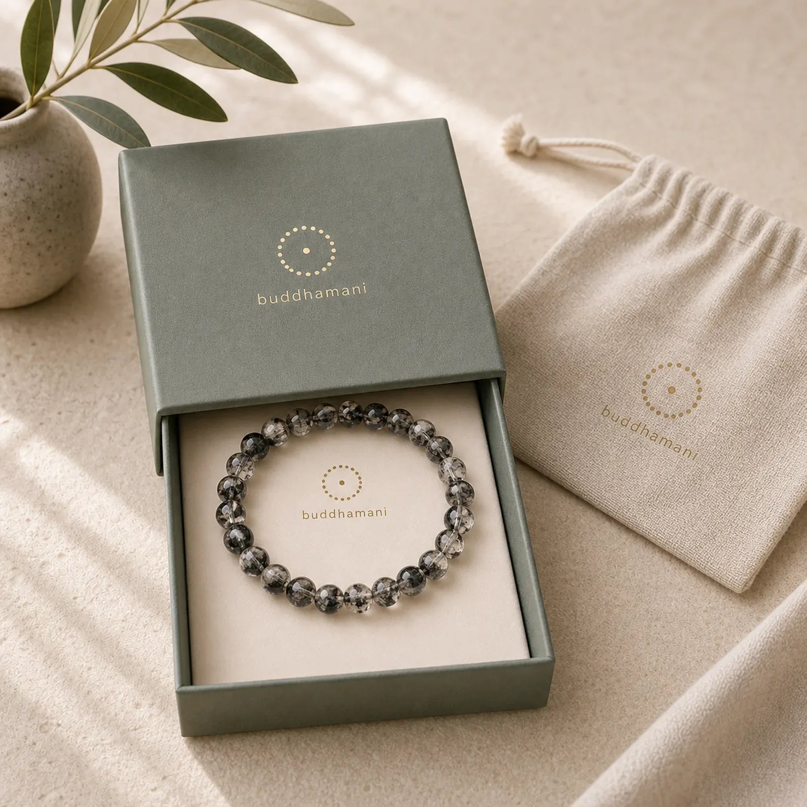 Herkimer Diamond Protection Meditation Bracelet featuring Herkimer Diamond