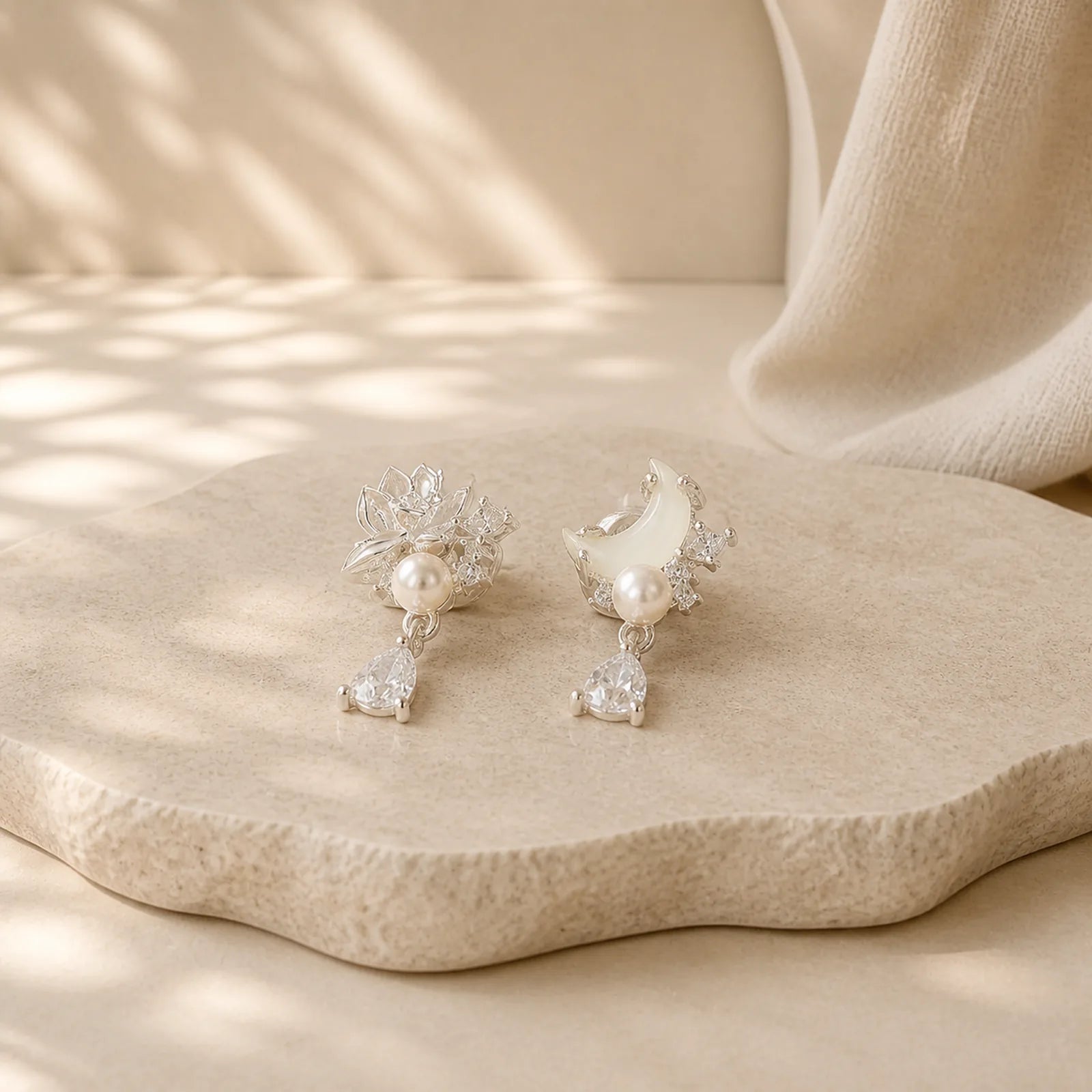 Hetian Jade 925 Sterling Silver Cubic Zirconia Pearl Abundance Earrings featuring Jade, Silver, Pearl