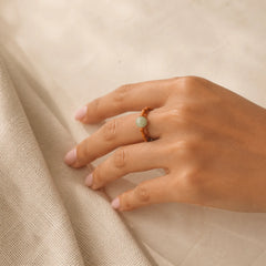 Hetian Jade Beaded Bamboo Prosperity Luck Ring featuring Jade, Bamboo