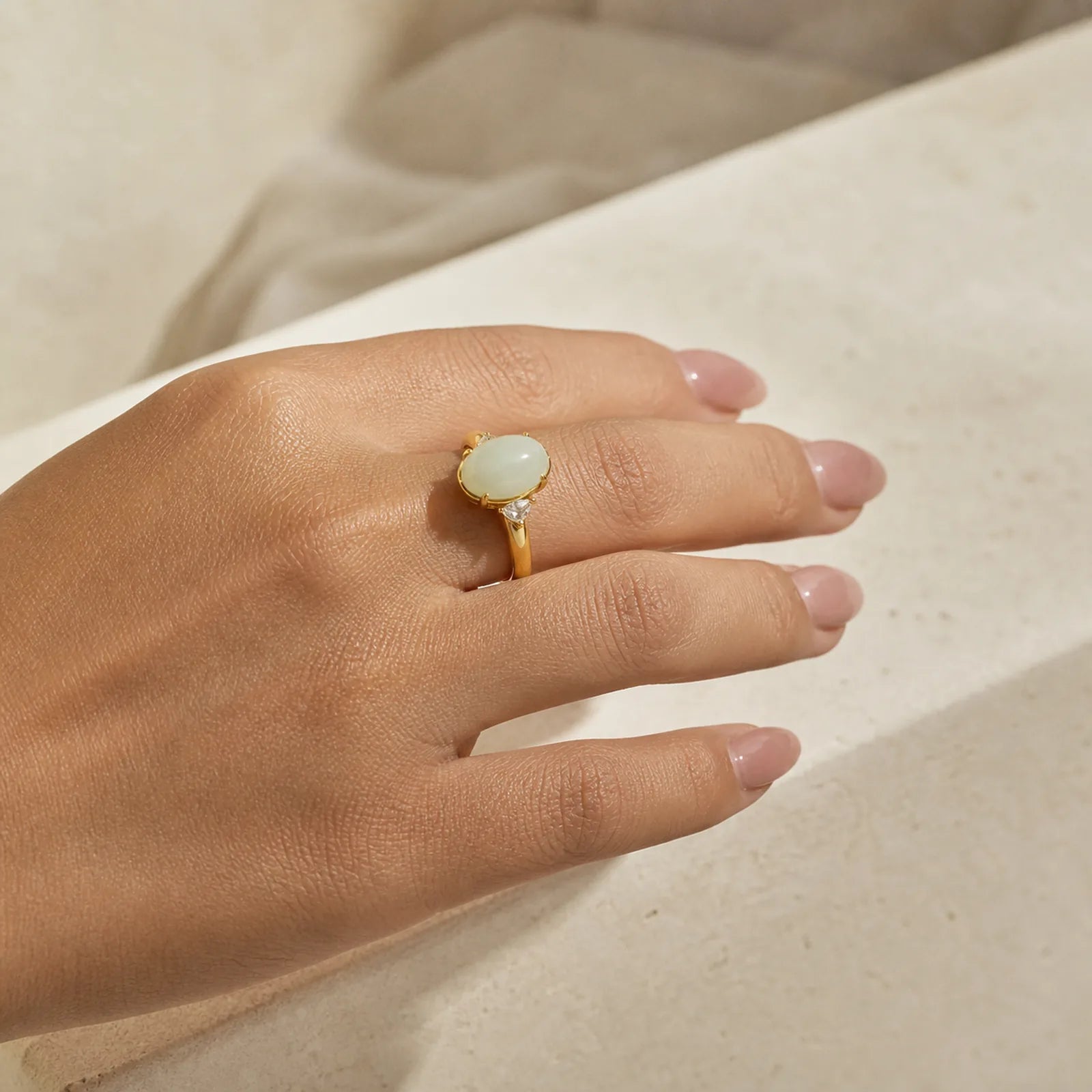 Hetian Jade Egg Alloy Ring featuring Jade