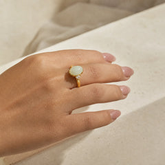 Hetian Jade Egg Alloy Ring featuring Jade