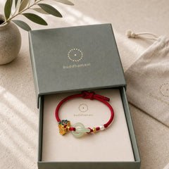 Hetian Jade Lotus Peace Buckle Braided Rope Fortune Bracelet featuring Jade, Lotus, Peace Buckle