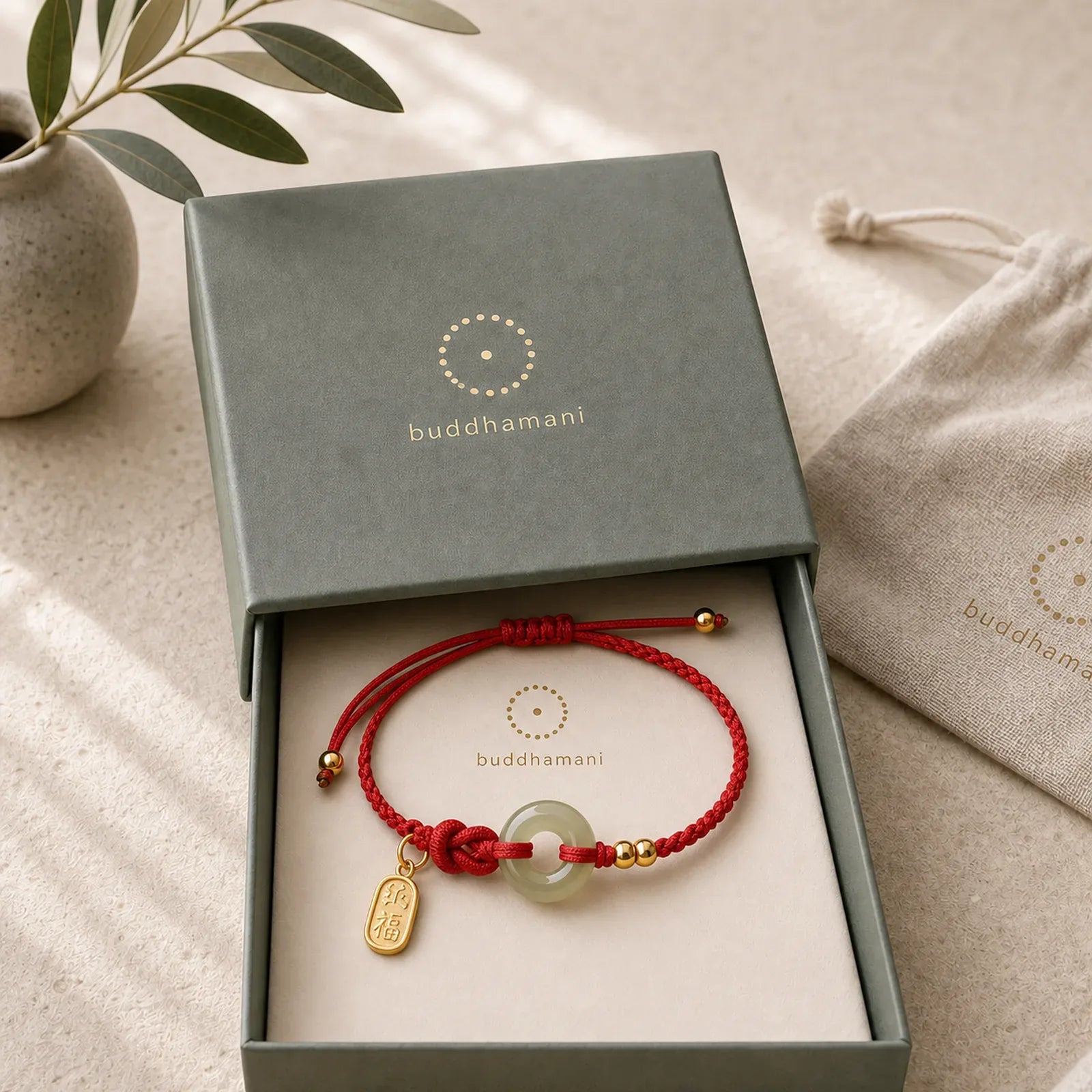 Hetian Jade Peace Buckle Fu Character String Luck Bracelet featuring Jade, Peace Buckle, Fu Character