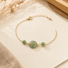 Hetian Jade Peace Buckle Harmony Minimalist Round Chain Bracelet featuring Jade, Peace Buckle, Copper