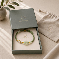 Hetian Jade Peace Buckle Luck Peach Blossom Braided Bracelet featuring Jade, Peace Buckle, Copper