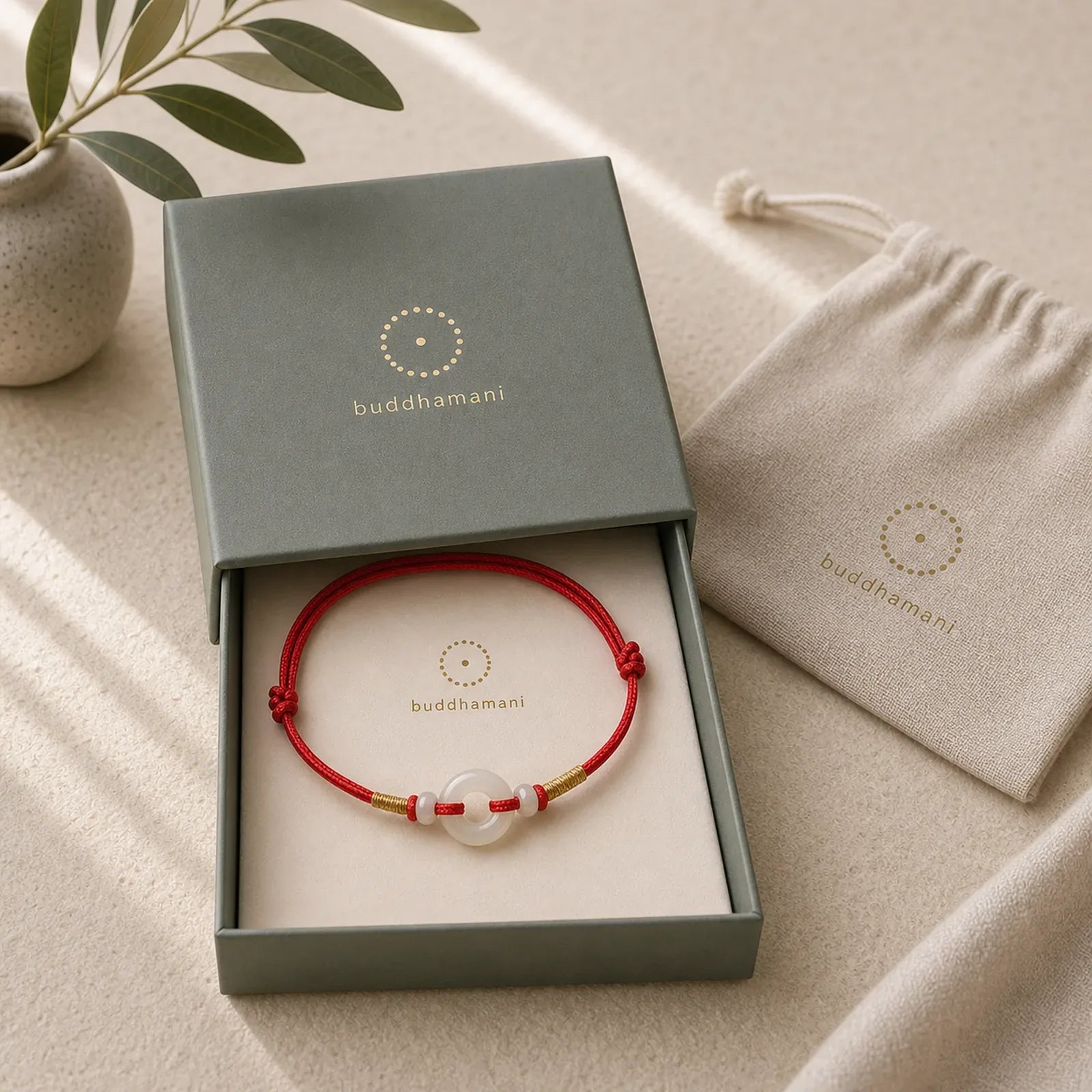Hetian Jade Peace Buckle Protection Red String Bracelet featuring Jade, Peace Buckle, Red String