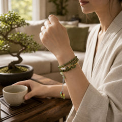 Hetian Jade Pearl Peace Buckle Luck Wealth String Bracelet featuring Jade, Pearl, Peace Buckle