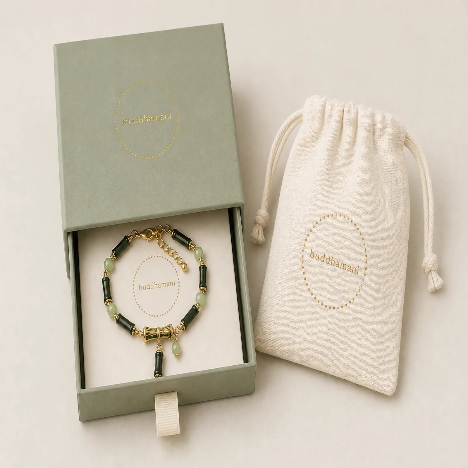 Hetian Jade Peridot Bamboo Lily Of The Valley Wealth Faithfulness Adjustable Bracelet featuring Jade, Peridot, Bamboo