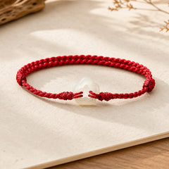 Hetian Jade Plum Bossom Luck Red String Bracelet featuring Jade, Red String
