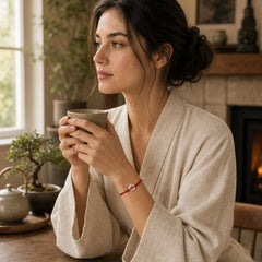 Hetian Jade Plum Bossom Luck Red String Bracelet featuring Jade, Red String